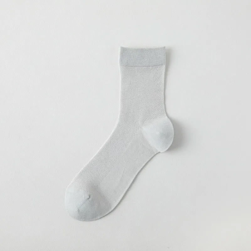 Chaussettes mi-mollet en maille aérée (6 paires) - Gris clair - UE35-43 (US2-9) - image 10