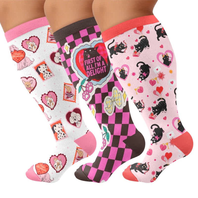 Chaussettes de compression à carreaux grande taille - Multicolore (3 paires) - 4XL - image 4