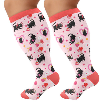 Chaussettes de compression à carreaux grande taille - Rose (1 paire) - 4XL - image 9