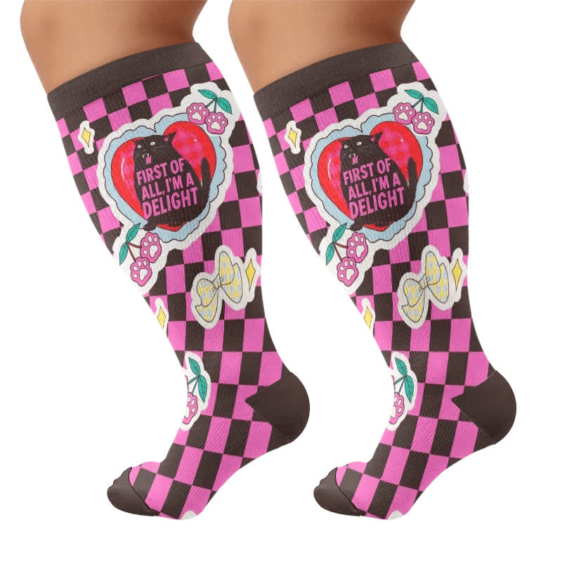 Chaussettes de compression à carreaux grande taille - Noir (1 paire) - 4XL - image 8
