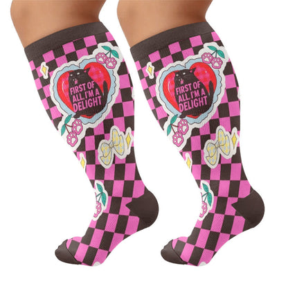 Chaussettes de compression à carreaux grande taille - Noir (1 paire) - 4XL - image 8