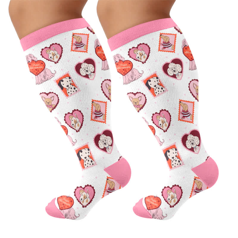 Chaussettes de compression à carreaux grande taille - Blanc (1 paire) - 4XL - image 10
