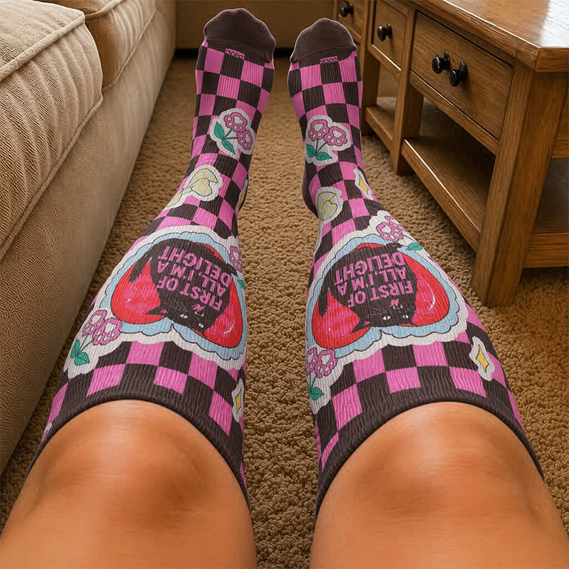 Chaussettes de compression à carreaux grande taille - image 2