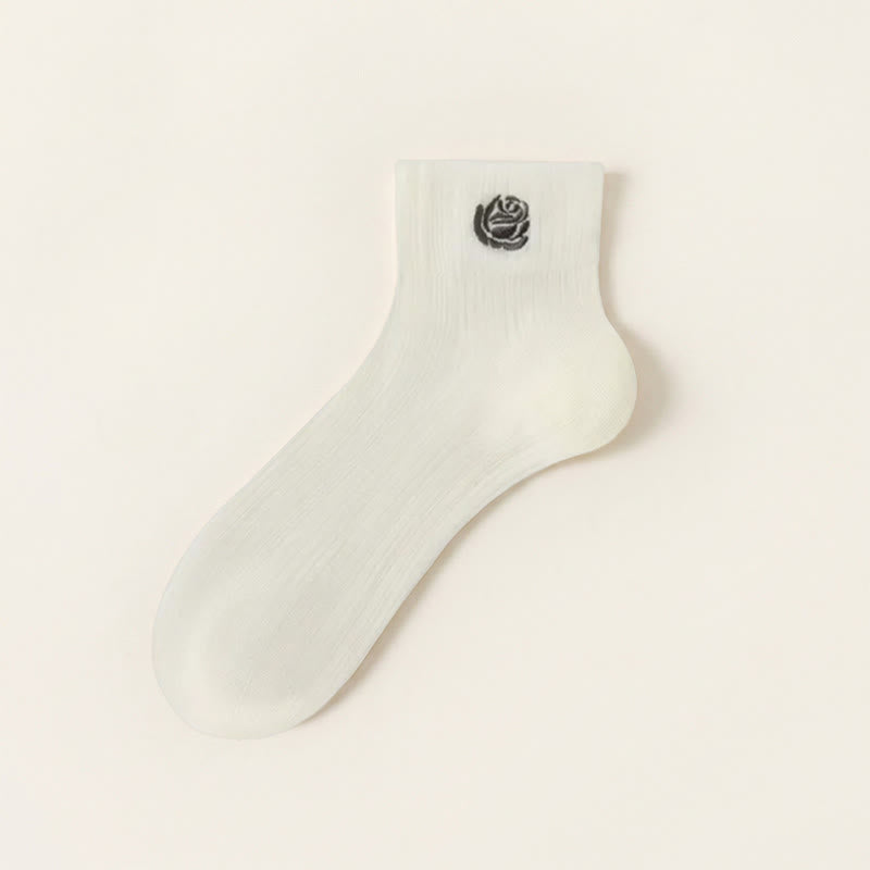Chaussettes courtes transparentes brodées de Fuchsia (5 paires) - Blanc - UE35-39 (US2-6) - image 5