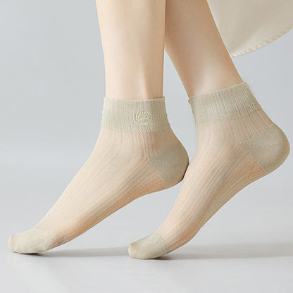 Chaussettes courtes transparentes brodées de Fuchsia (5 paires) - image 4