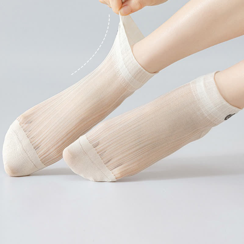 Chaussettes courtes transparentes brodées de Fuchsia (5 paires) - image 2