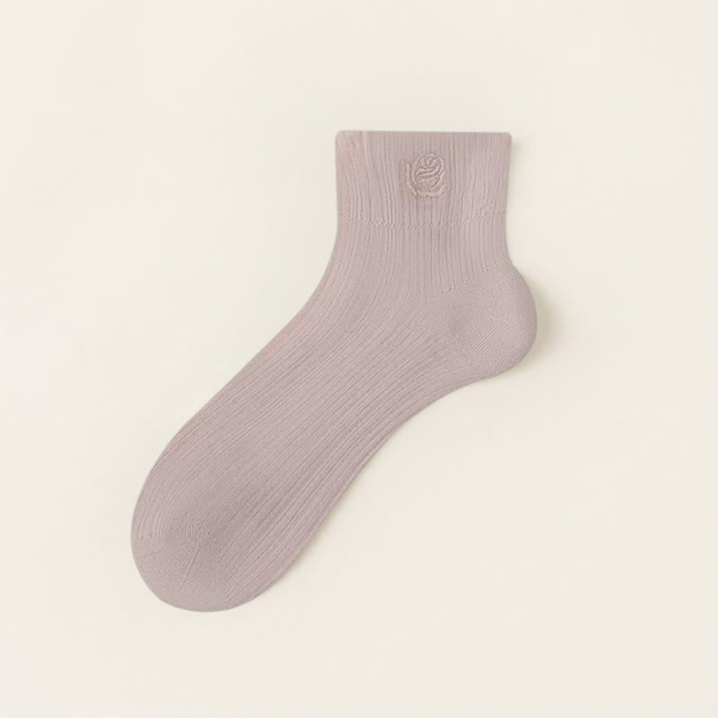 Chaussettes courtes transparentes brodées de Fuchsia (5 paires) - Violet - UE35-39 (US2-6) - image 8