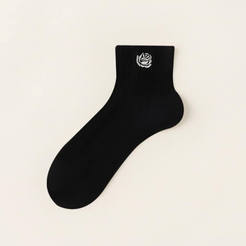 Chaussettes courtes transparentes brodées de Fuchsia (5 paires) - Noir - UE35-39 (US2-6) - image 7
