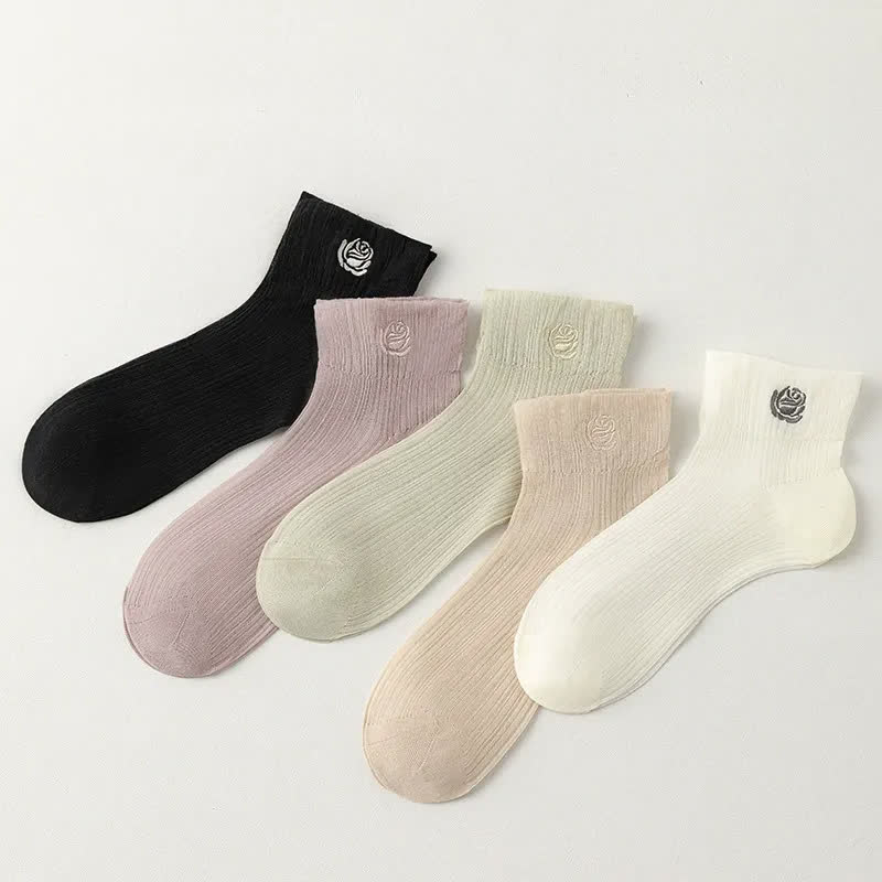 Chaussettes courtes transparentes brodées de Fuchsia (5 paires) - Multicolore - UE35-39 (US2-6) - image 10