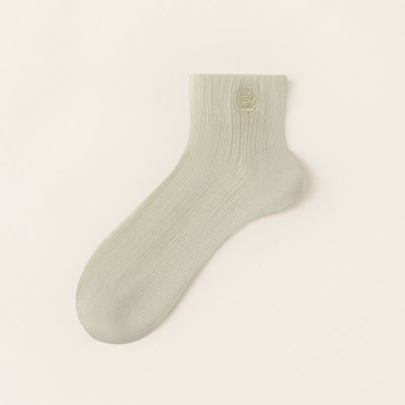 Chaussettes courtes transparentes brodées de Fuchsia (5 paires) - Vert - UE35-39 (US2-6) - image 6