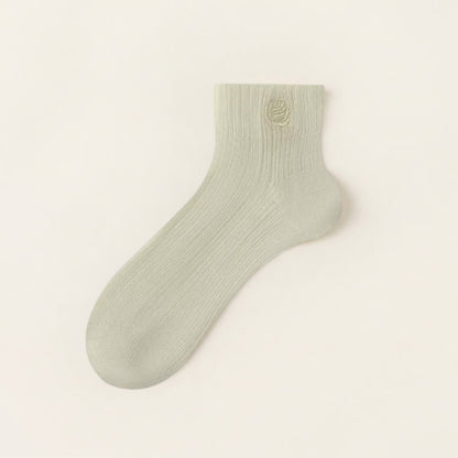 Chaussettes courtes transparentes brodées de Fuchsia (5 paires) - Vert - UE35-39 (US2-6) - image 6