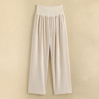 High Waist Draped Wide Leg Pants - Khaki - XL - image 1
