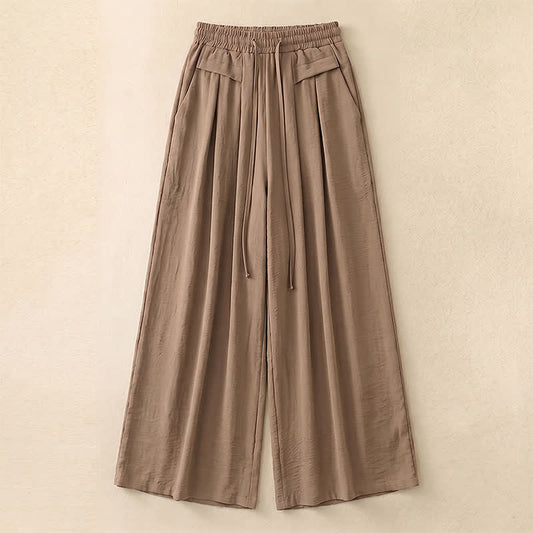 Pantalon décontracté à jambes larges et extensibles - Khaki - 5XL - image 0