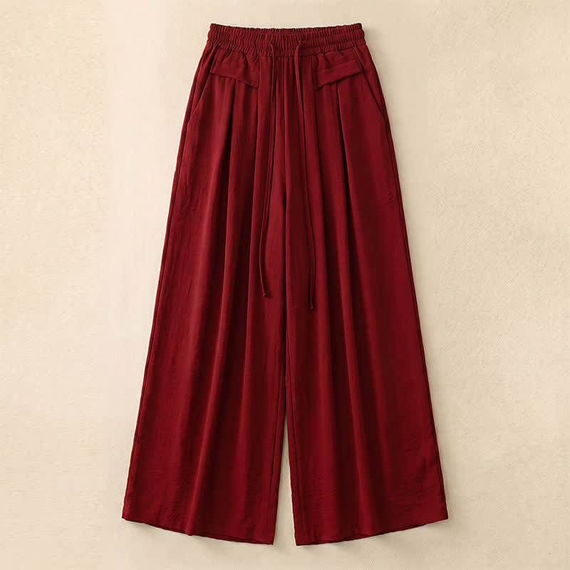 Pantalon décontracté à jambes larges et extensibles - Red - 5XL - image 3