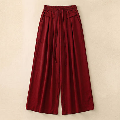 Pantalon décontracté à jambes larges et extensibles - Red - 5XL - image 3