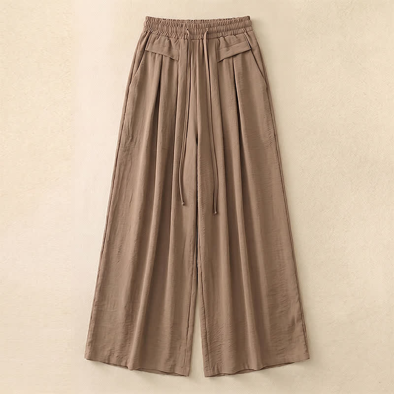 Pantalon décontracté à jambes larges et extensibles - Khaki - 5XL - image 0