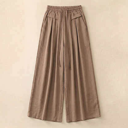 Pantalon décontracté à jambes larges et extensibles - Khaki - 5XL - image 0