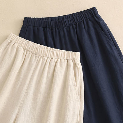 Pantalon décontracté à jambes larges et cordon de serrage en lin mélangé - image 5