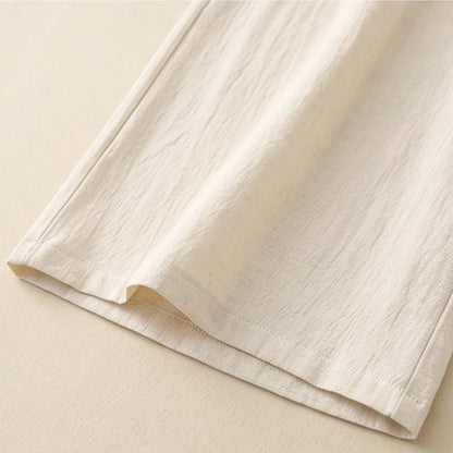 Pantalon décontracté à jambes larges et cordon de serrage en lin mélangé - image 12