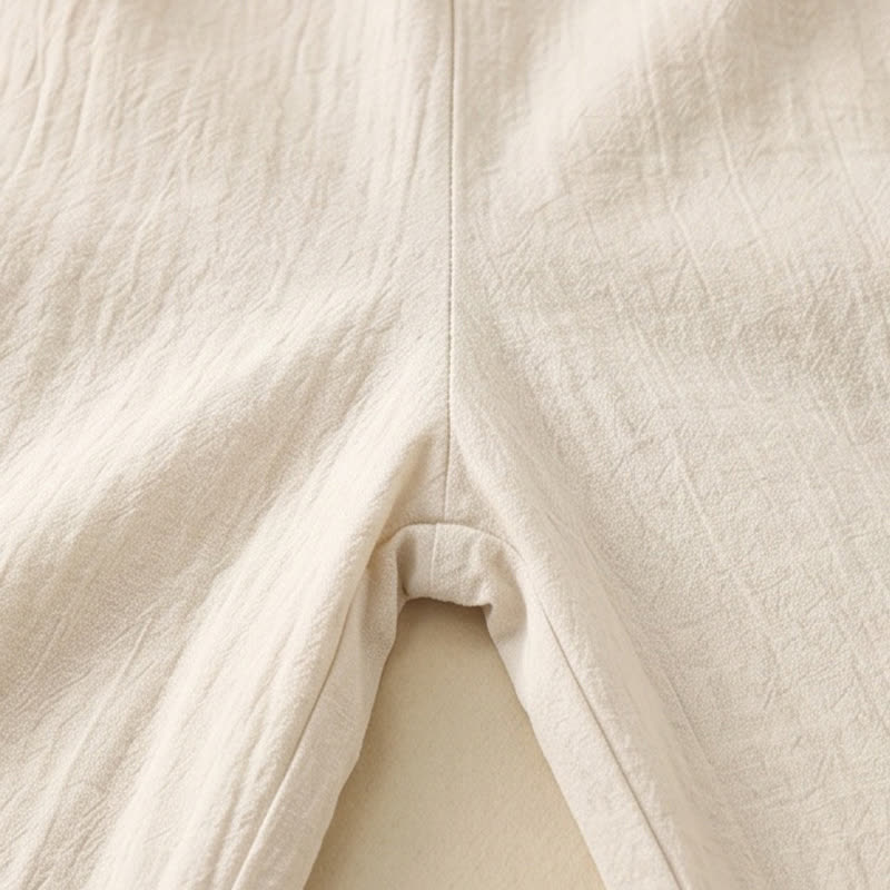 Pantalon décontracté à jambes larges et cordon de serrage en lin mélangé - image 6