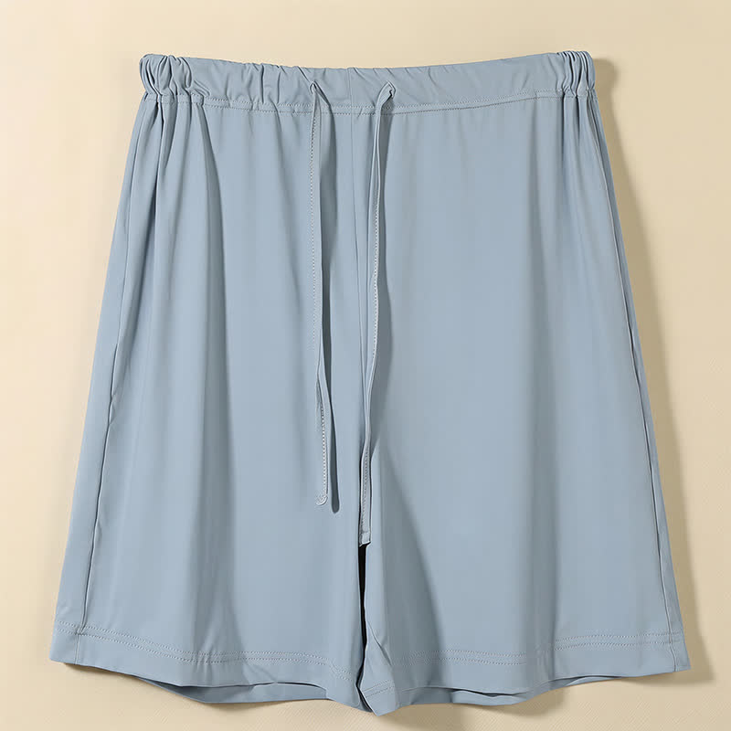 Short de détente à cordon en soie glacée - Blue - 2XL - image 5