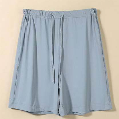 Short de détente à cordon en soie glacée - Blue - 2XL - image 5