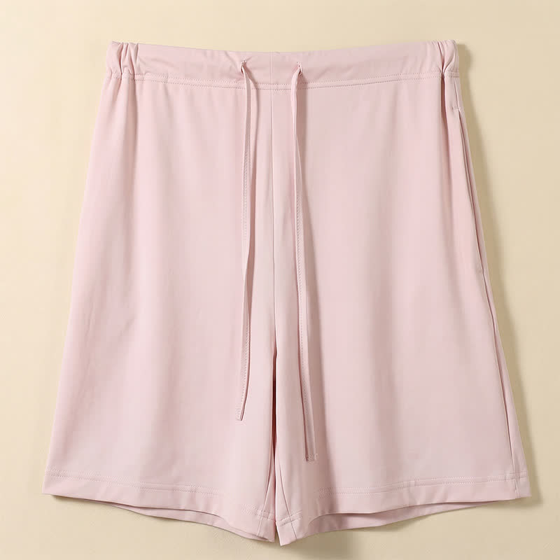 Short de détente à cordon en soie glacée - Pink - 2XL - image 0