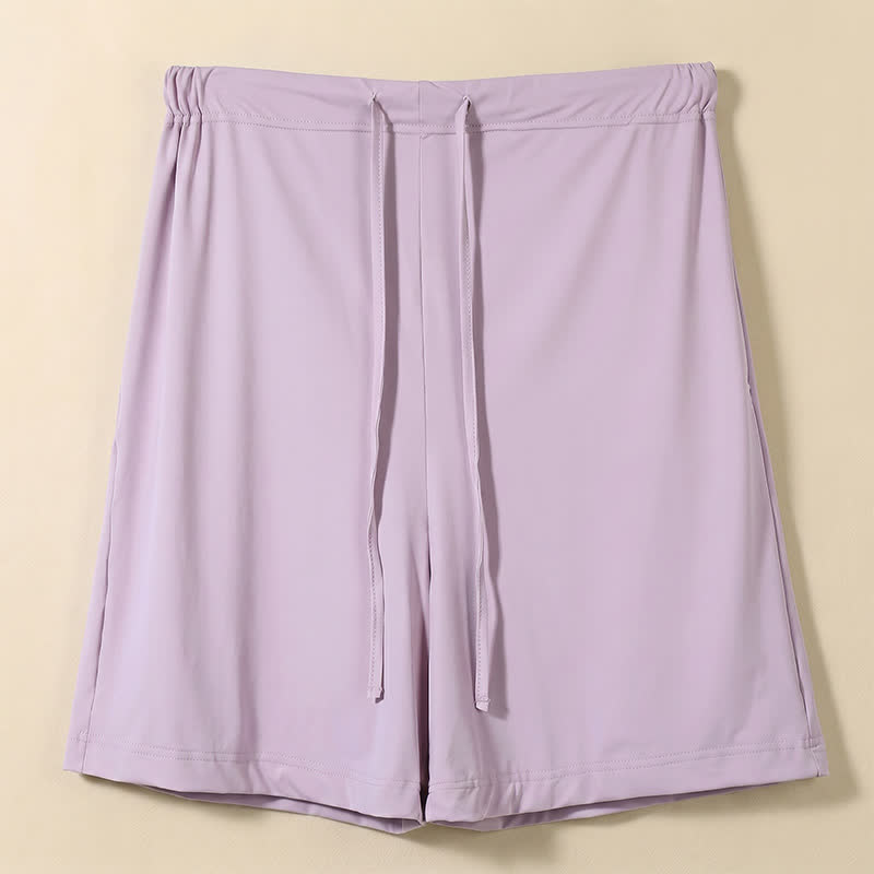 Short de détente à cordon en soie glacée - Purple - 2XL - image 2