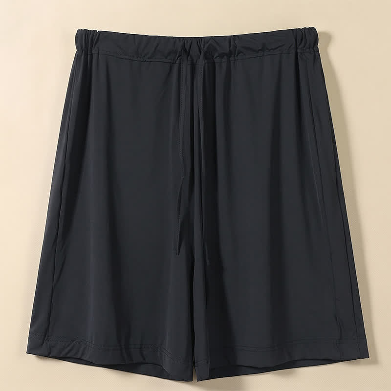 Short de détente à cordon en soie glacée - Black - 2XL - image 3