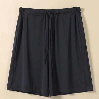 Short de détente à cordon en soie glacée - Black - 2XL - image 3