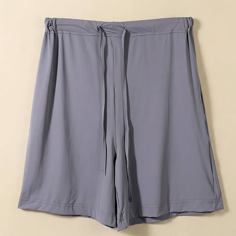 Short de détente à cordon en soie glacée - Dark Grey - 2XL - image 1