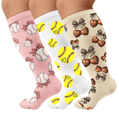 Chaussettes de compression côtelées à nœud papillon grande taille - Multicolore (3 paires) - 4XL - image 4
