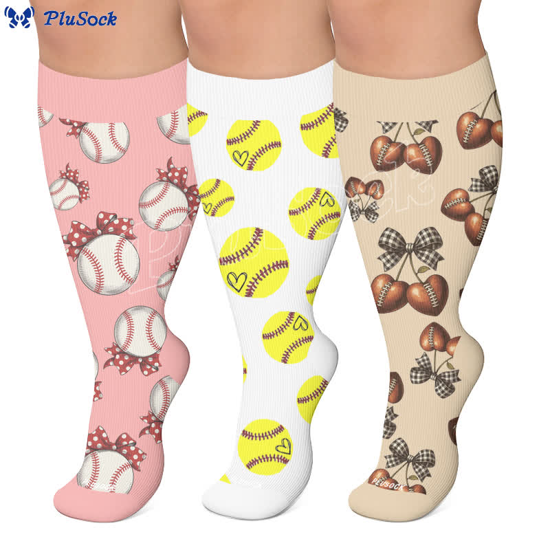 Chaussettes de compression côtelées à nœud papillon grande taille - image 0
