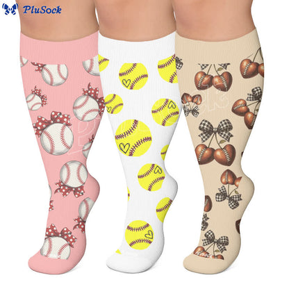Chaussettes de compression côtelées à nœud papillon grande taille - image 0