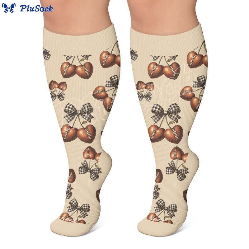 Chaussettes de compression côtelées à nœud papillon grande taille - image 7