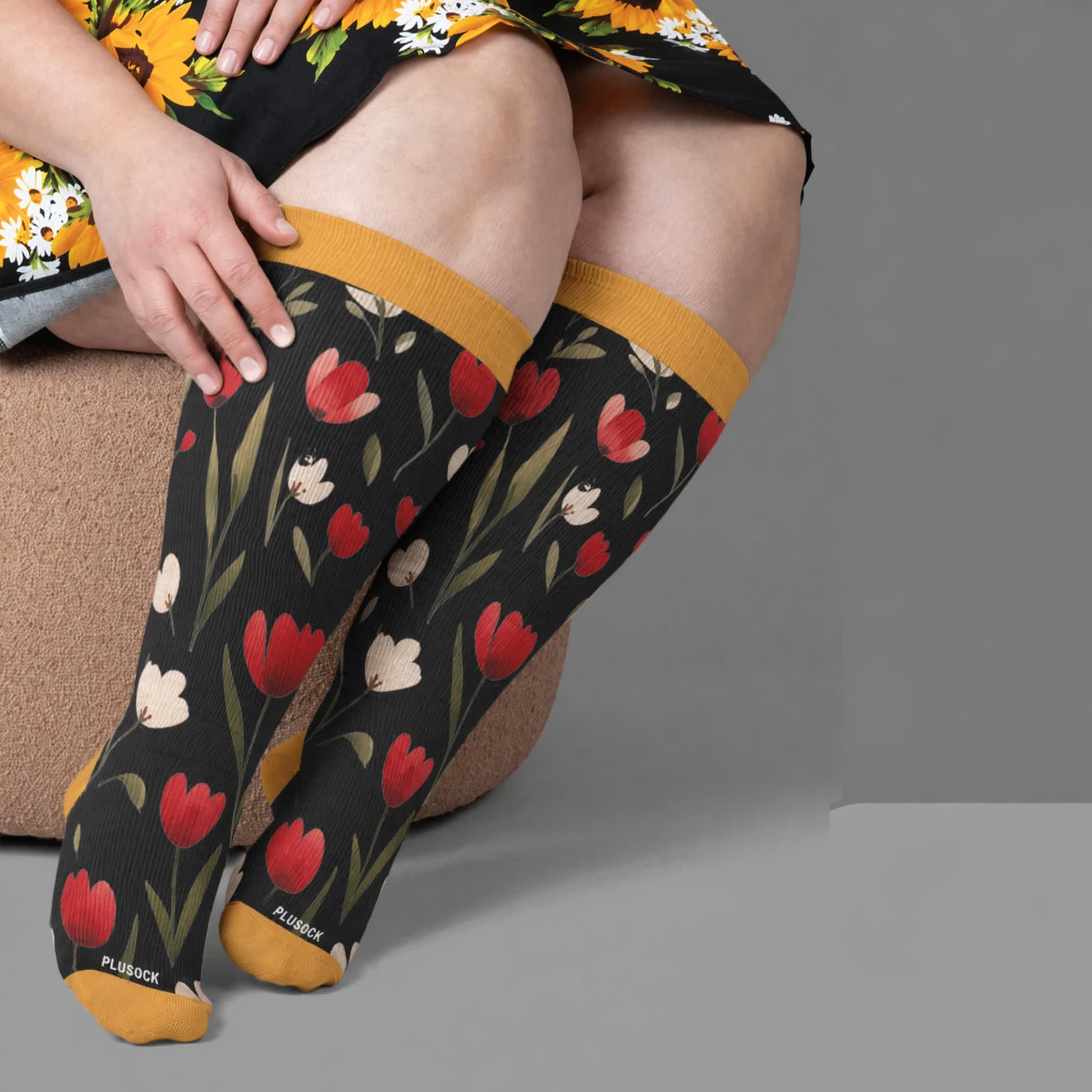 Chaussettes de compression Strawberry Vine grandes tailles - Jaune (1 paire) - 4XL - image 2