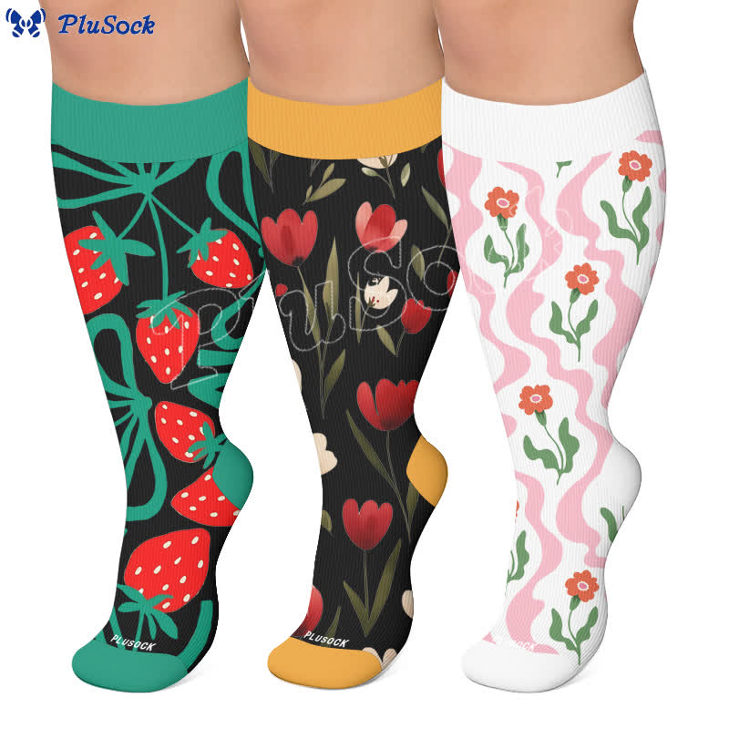 Chaussettes de compression Strawberry Vine grandes tailles - image 0