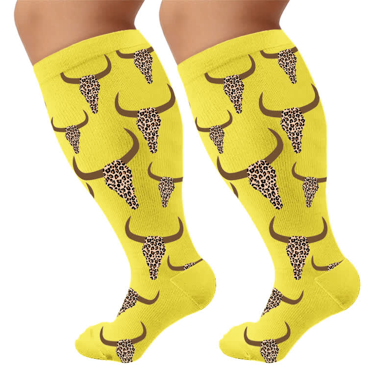 Chaussettes de compression grande taille à motif de taureau western - image 6