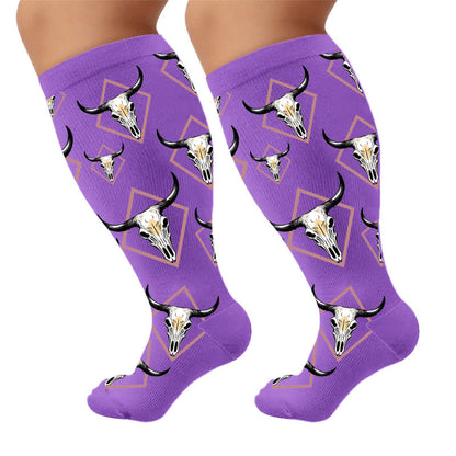 Chaussettes de compression grande taille à motif de taureau western - image 7