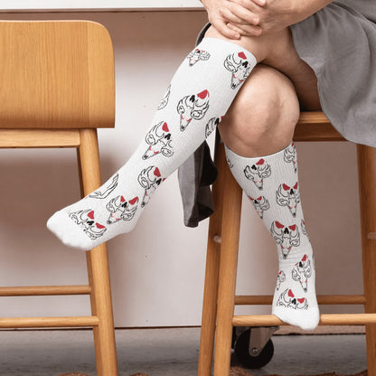 Chaussettes de compression grande taille à motif de taureau western - Blanc (1 paire) - 4XL - image 1