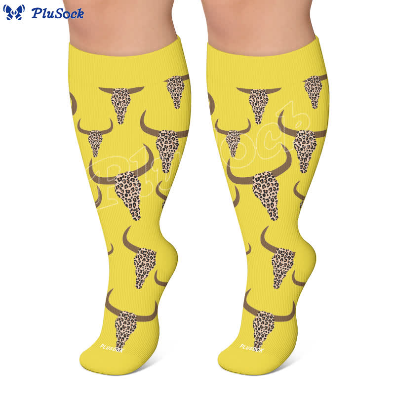 Chaussettes de compression grande taille à motif de taureau western - image 9