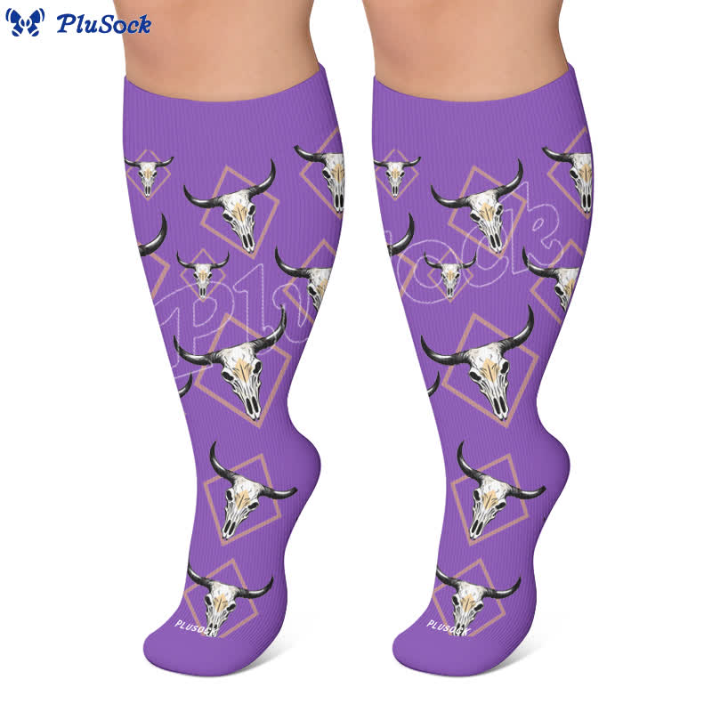 Chaussettes de compression grande taille à motif de taureau western - image 10