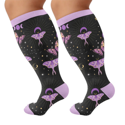 Chaussettes de compression grandes tailles à papillon pastel - Noir (1 paire) - 4XL - image 8