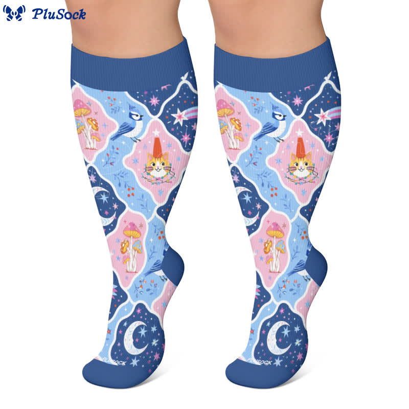 Chaussettes de compression grandes tailles à papillon pastel - image 6