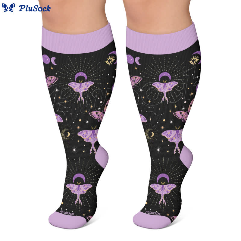 Chaussettes de compression grandes tailles à papillon pastel - image 7