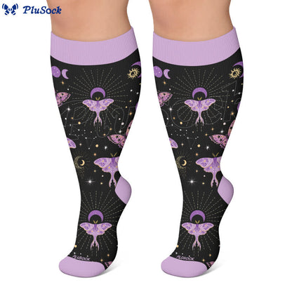 Chaussettes de compression grandes tailles à papillon pastel - image 7