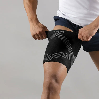 Manchon de compression sans couture pour cuisse - Noir - XL - image 0