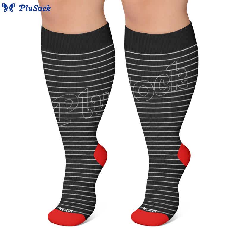 Chaussettes de compression grandes tailles à rayures arc-en-ciel - image 7