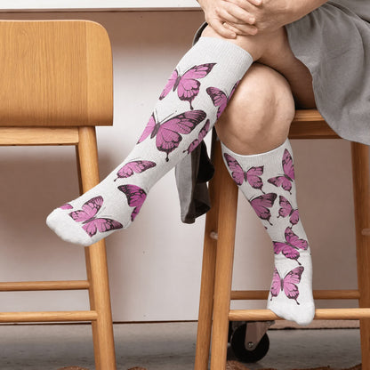 Chaussettes de compression Sweet Butterfly grandes tailles - Blanc (1 paire) - 4XL - image 1