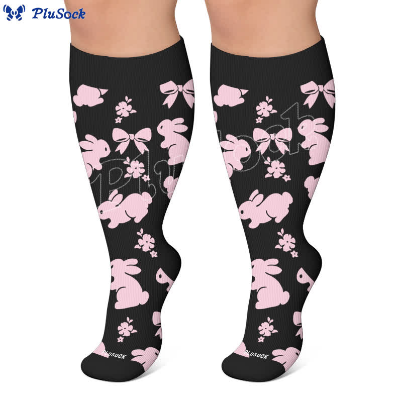 Chaussettes de compression grandes tailles à motif patte de chat blanche - image 6